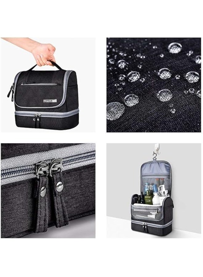 Large hanging toiletry bag for travel camping, men's toiletry bag, women's cosmetic bag, toiletry bag for hanging with carrying handle with hook (Black) - Image 4
