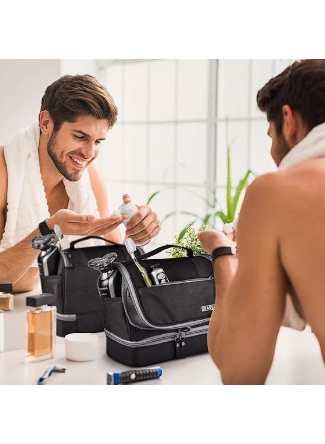 Large hanging toiletry bag for travel camping, men's toiletry bag, women's cosmetic bag, toiletry bag for hanging with carrying handle with hook (Black) - Image 3