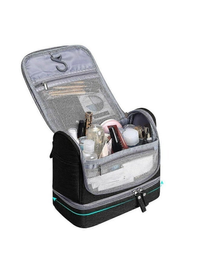 Large hanging toiletry bag for travel camping, men's toiletry bag, women's cosmetic bag, toiletry bag for hanging with carrying handle with hook (Black) - Image 2