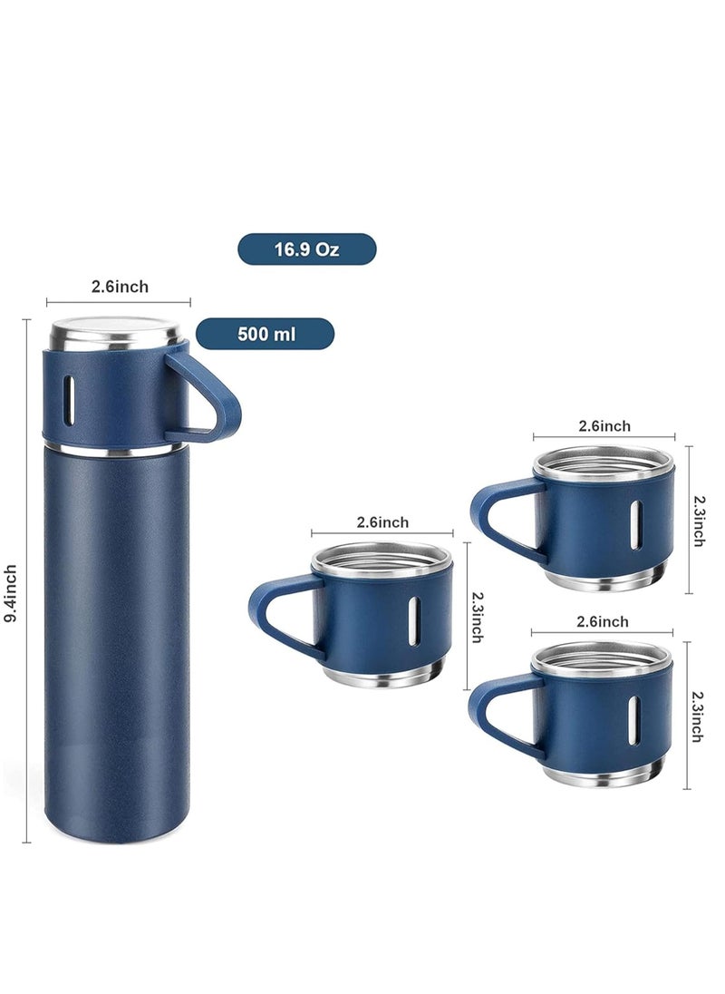 JAJEEK 500ml Stainless Steel Vacuum Thermos Flask with Silicone Handle – Insulated Water Bottle with 2 Stainless Steel Cups Set for Hot & Cold Outdoor Travel | Gift Box (2 PACK, BLUE) – Perfect for Hiking, Camping, and Travel  - Image 4