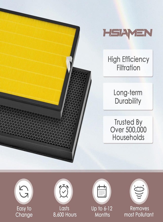 HSIAMEN [Pet Care] EverestAir-RF Replacement Filter Compatible with LEVOIT Everest Air EverestAir-P Air Purifier, 3-in-1 H13 True HEPA Activated Carbon Filters, Compared to Part# LRF-E551-WUS, 2-Pack - Image 4