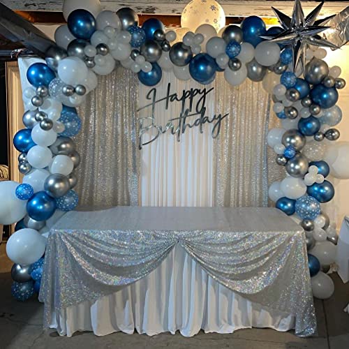 SoarDream Silver Backdrop Curtains 2 Pieces 2FTx8FT Sequin Backdrop Decor for Party Wedding Christmas Background - Image 3