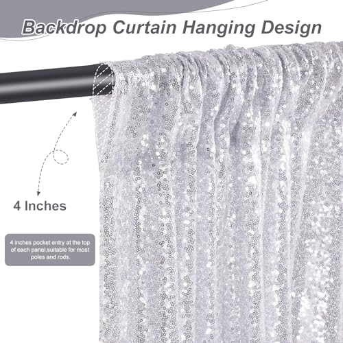 SoarDream Silver Backdrop Curtains 2 Pieces 2FTx8FT Sequin Backdrop Decor for Party Wedding Christmas Background - Image 4