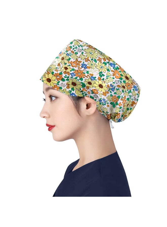 NIBEMINENT Women's Long Hair Nursing Cap Cotton Adjustable Medical Hospital Surgical Cap Unisex Anesthesiologist Nurse Working Scrub Caps