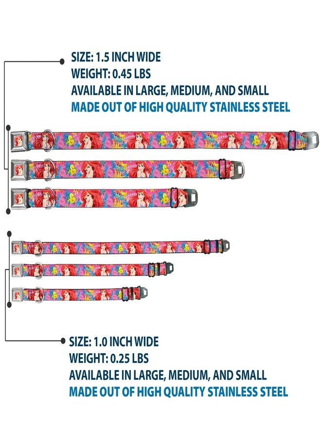 Buckle Down Buckle-Down Seatbelt Buckle Dog Collar - Ariel/Flounder/Fish Trio Poses Pinks - 1" Wide - Fits 11-17" Neck - Medium - Image 3