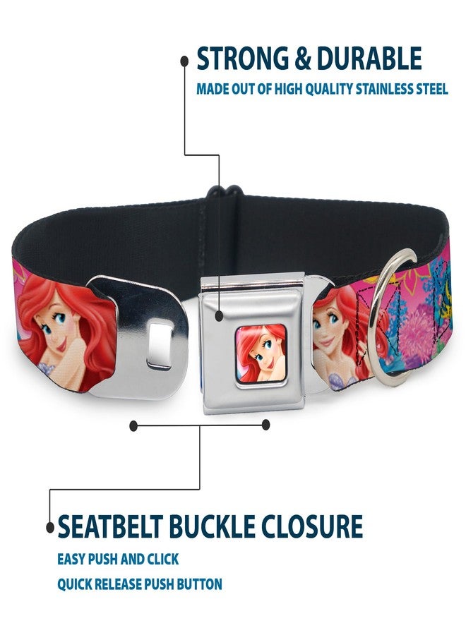 Buckle Down Buckle-Down Seatbelt Buckle Dog Collar - Ariel/Flounder/Fish Trio Poses Pinks - 1" Wide - Fits 11-17" Neck - Medium - Image 4