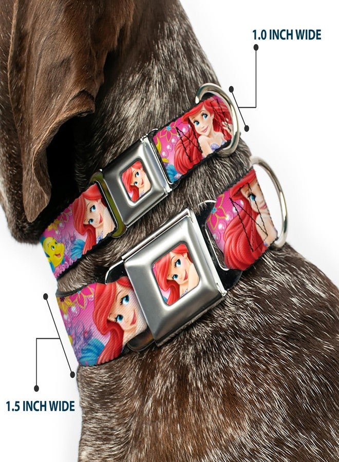 Buckle Down Buckle-Down Seatbelt Buckle Dog Collar - Ariel/Flounder/Fish Trio Poses Pinks - 1" Wide - Fits 11-17" Neck - Medium - Image 2