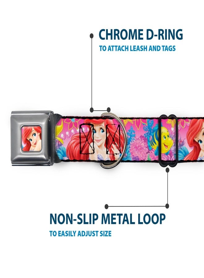 Buckle Down Buckle-Down Seatbelt Buckle Dog Collar - Ariel/Flounder/Fish Trio Poses Pinks - 1" Wide - Fits 11-17" Neck - Medium - Image 5