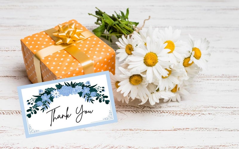 Bleus Thank You Card (Pack of 50), Size- 3.5x2 inch, One Side Blank for Notes, Elegant Greeting Cards for Gifting, Notes & Occasions, Whishing, (Floral 10) - Image 5