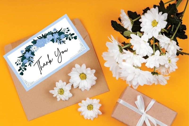 Bleus Thank You Card (Pack of 50), Size- 3.5x2 inch, One Side Blank for Notes, Elegant Greeting Cards for Gifting, Notes & Occasions, Whishing, (Floral 10) - Image 4