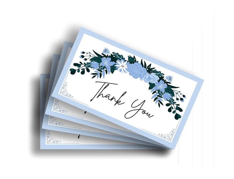 Bleus Thank You Card (Pack of 50), Size- 3.5x2 inch, One Side Blank for Notes, Elegant Greeting Cards for Gifting, Notes & Occasions, Whishing, (Floral 10) - Image 1