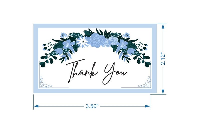 Bleus Thank You Card (Pack of 50), Size- 3.5x2 inch, One Side Blank for Notes, Elegant Greeting Cards for Gifting, Notes & Occasions, Whishing, (Floral 10) - Image 2