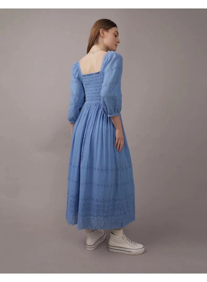 امريكان ايجل AE Smocked Midi Dress
