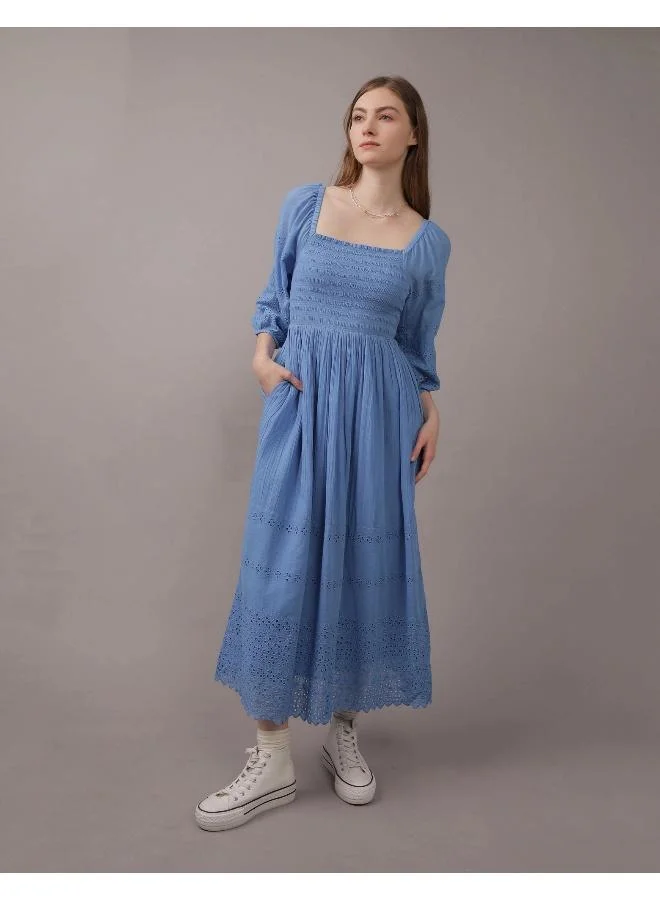 امريكان ايجل AE Smocked Midi Dress