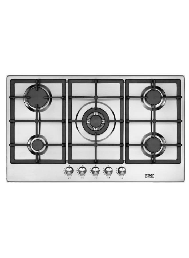 XPER Built-in Gas Hob - 86 cm - 5 Burners - Turkish -Steel - XPBH90ENG - Image 2