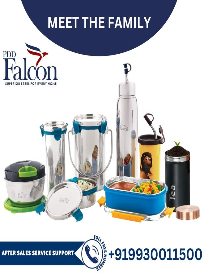 PDDFALCON Royal Lunch Box Stainless Steel Lunch Box Set,Airtight Lids,100% Leak-Proof, BIS Certified, Jindal Seal & Made in India Portable, Includes Carry Bag,(Royal Mega with Bag 1500ml (Sea Green) - Image 5