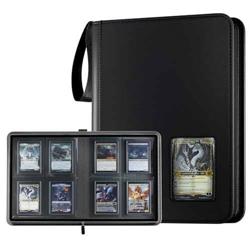 ProCase 4 Pocket Top Loader Binder Holding 144 Cards in 3x4 Toploaders Side Loading Small Book Folder with Clear Window for Pokemon Trading Sports Cards Collection TCG MTG Black - Image 1