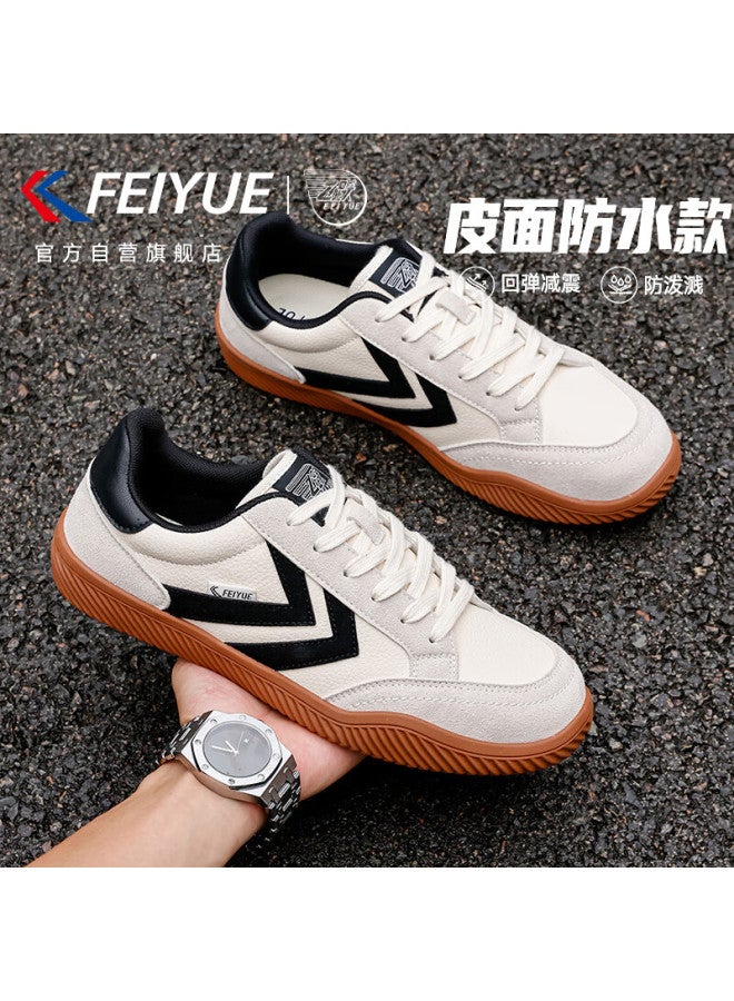 Feiyue Men's Shoes, Training Shoes For Men, New Winter Style With Leather Upper, Thickened Warm Casual Shoes, Couple Style, Beige-gray Size 42 - Image 2