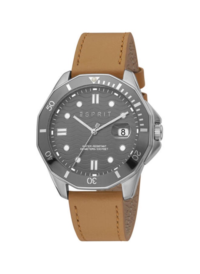 ESPRIT Men's Analog Round Shape PU Leather Wrist Watch ES1G367L0035  - Image 1