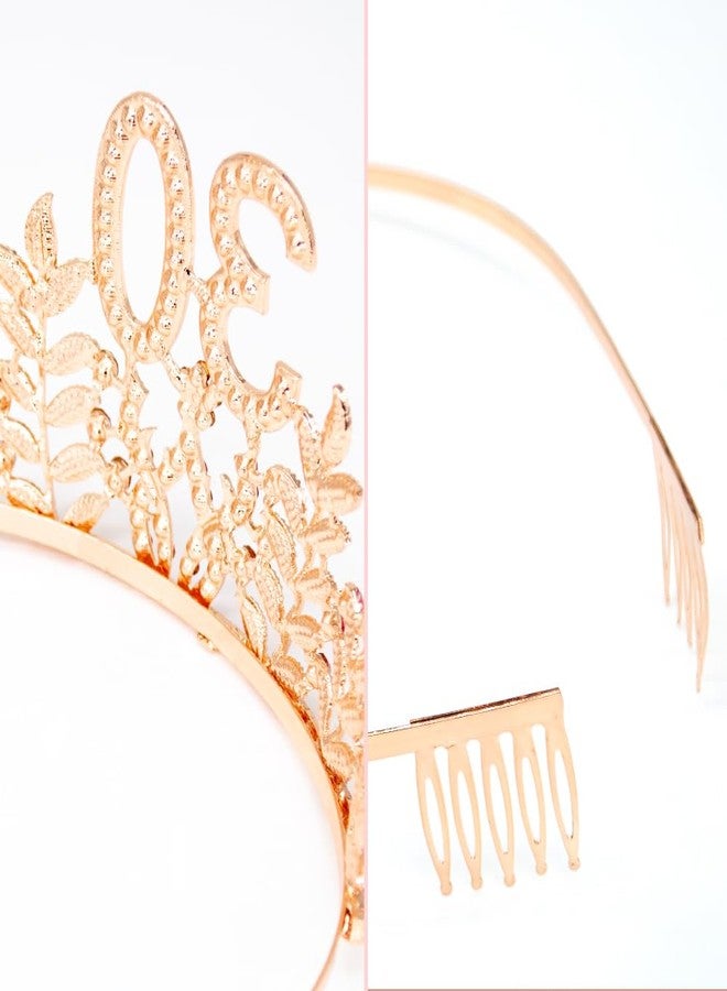 HPMAISON 30th Birthday Decorations for Her 30 Years Happy Birthday Tiara & Sash for Women Rose Gold Rhinestone Crown "Birthday Queen" Sash Princess Headwear Cake Topper Hair Accessories Party Favor - Image 5