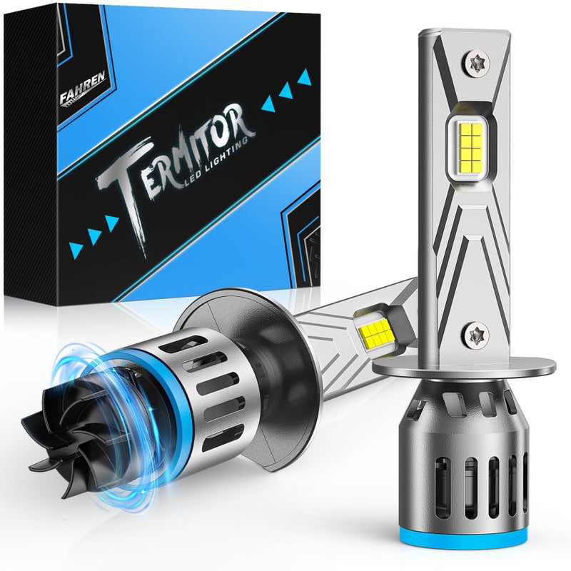 FAHREN 2025 Upgrade & Brightest 60000LM H1 Bulbs,1000% Brighter 6500K Cool White H1 fog bulbs,1:1 Mini Size, No Adapter Non-Polarity Plug and Play, Pack of 2. - Image 1