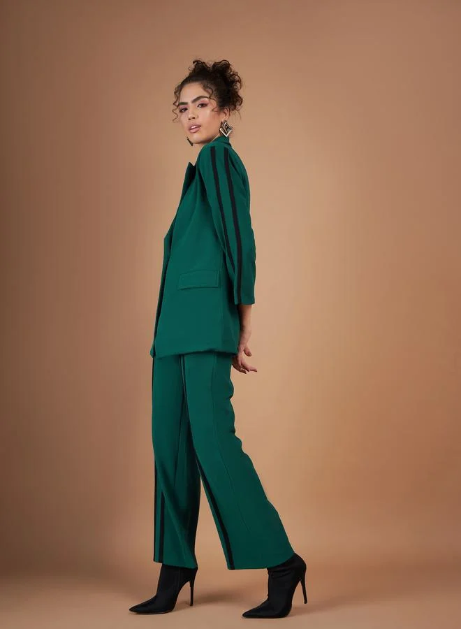 SASSAFRAS Contrast Tape Blazer & Straight Pants Co-Ord by Styli