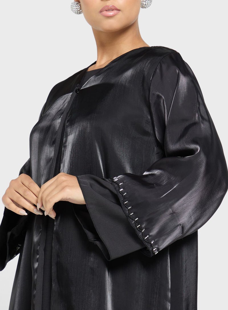 Embellished Mesh Detail Abaya