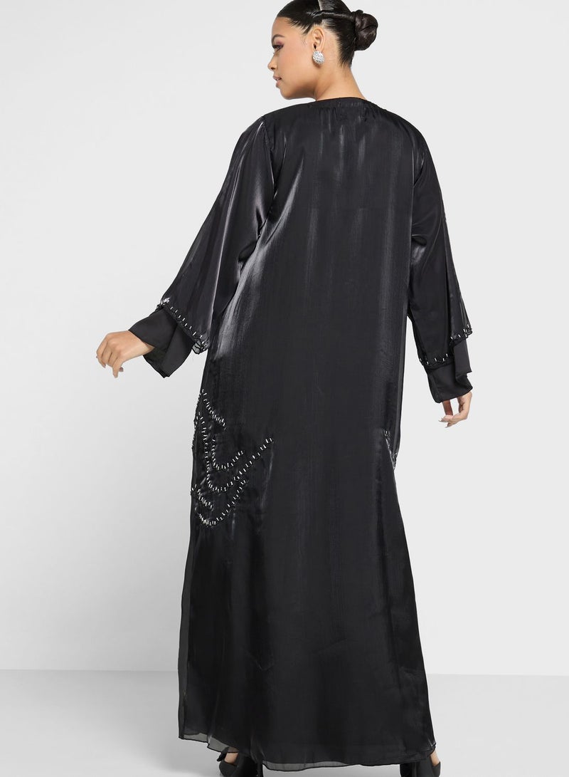 Embellished Mesh Detail Abaya