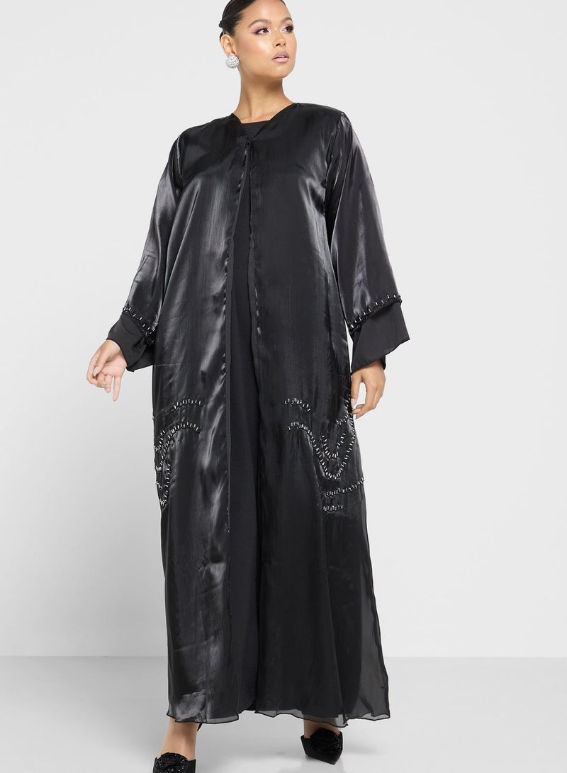 Embellished Mesh Detail Abaya