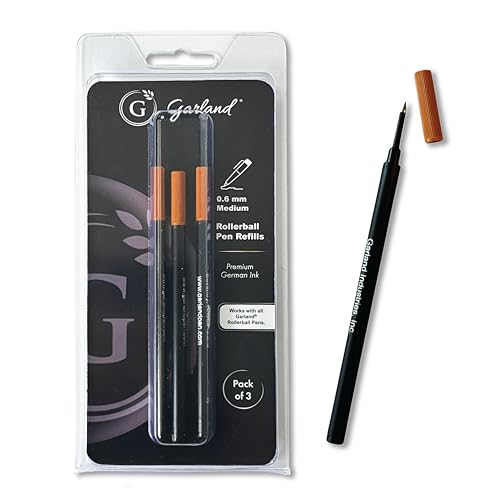 Garland Safety Ceramic Rollerball Refill, Stainless Steel Tip, 0.6mm Medium Point, Smooth Writing German Ink, Schmidt 888 Size, 3 Pack (Black) - Image 1
