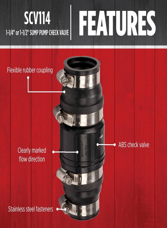 Red Lion SCV114 1-1/4-Inch and 1-1/2-Inch ABS Vertical Sump Pump Check Valve, Black, 14942901 - Image 3