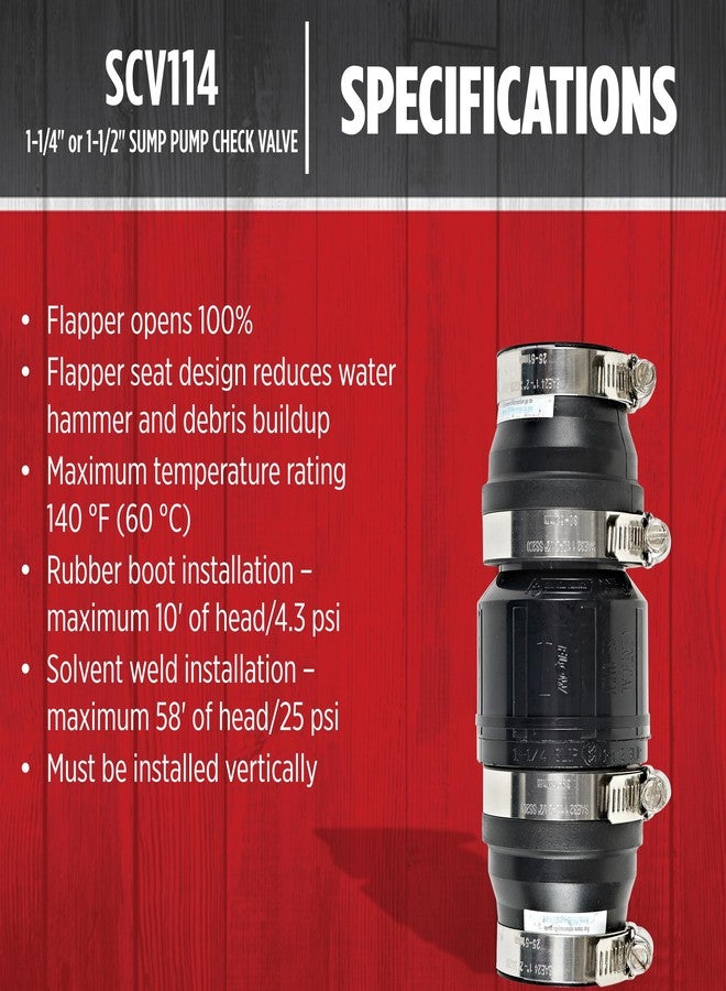 Red Lion SCV114 1-1/4-Inch and 1-1/2-Inch ABS Vertical Sump Pump Check Valve, Black, 14942901 - Image 4