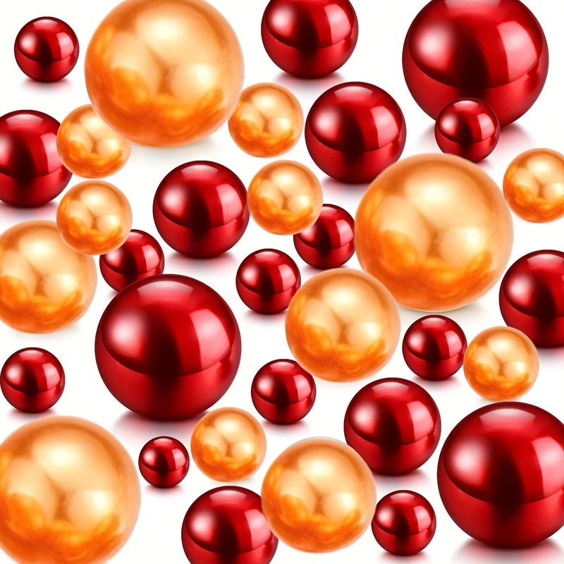 192 Pcs Red And White Holeless Artificial Pearl Vase Fillers For Wedding Home Decor - Image 1