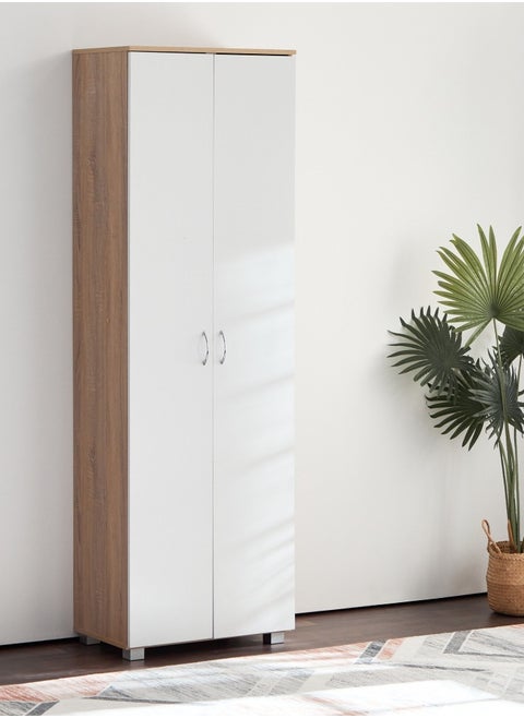 Capri 33-Pair Tall Shoe Cabinet 37x190x60 cm - 2 doors,10 shelves , Engineered Wood With Foil Veneer