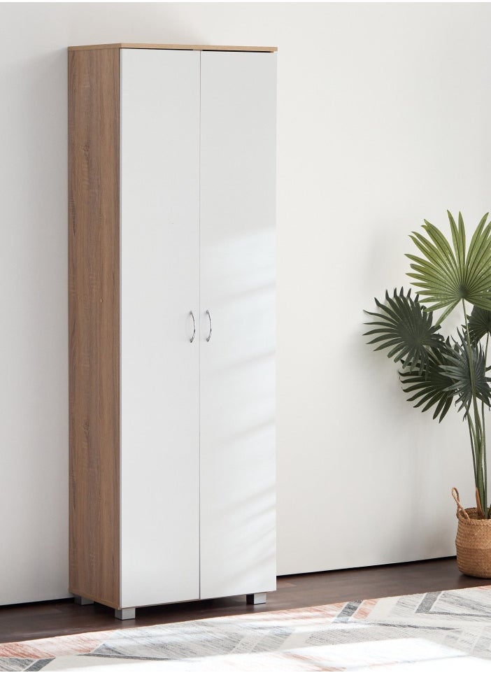 Home Box Capri 33-Pair Tall Shoe Cabinet 37x190x60 cm - 2 doors,10 shelves , Engineered Wood With Foil Veneer  - Image 1