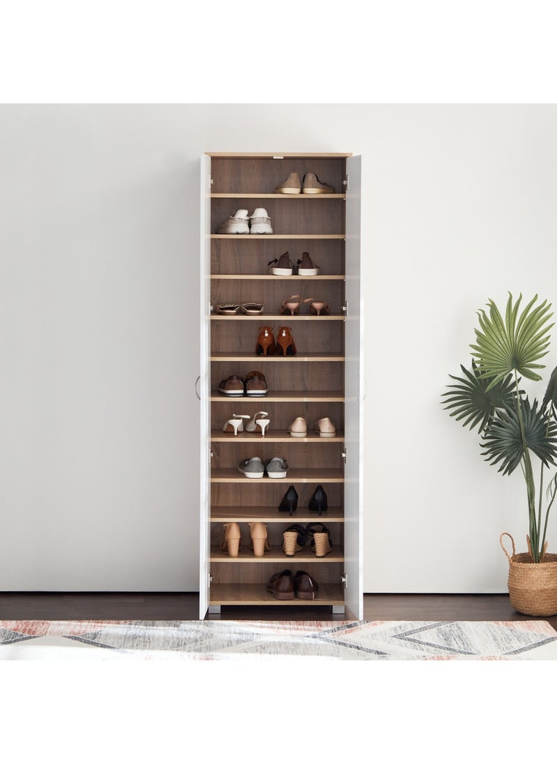 Home Box Capri 33-Pair Tall Shoe Cabinet 37x190x60 cm - 2 doors,10 shelves , Engineered Wood With Foil Veneer  - Image 4