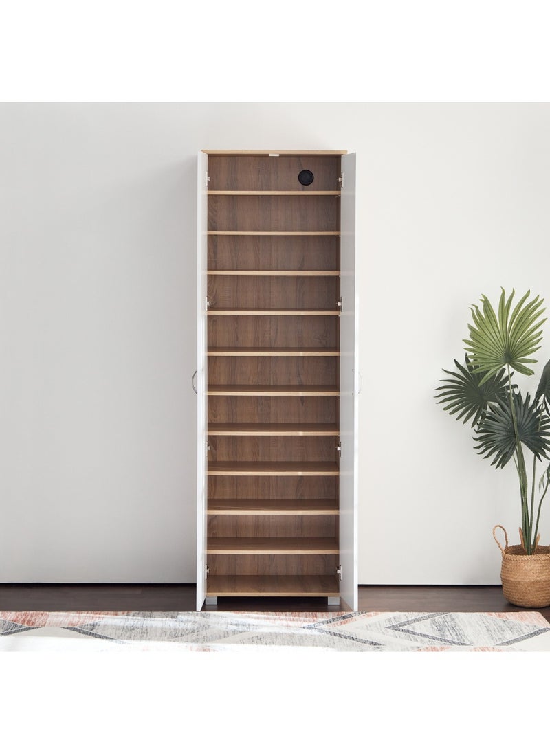 Home Box Capri 33-Pair Tall Shoe Cabinet 37x190x60 cm - 2 doors,10 shelves , Engineered Wood With Foil Veneer  - Image 5