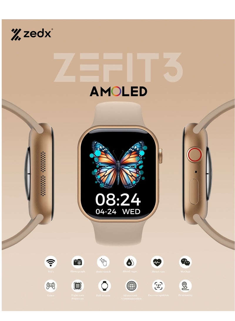ZedX Zefit 3 AMOLED Smartwatch – Full Screen, Fitness & Health Tracking, Multi-Function - Image 3