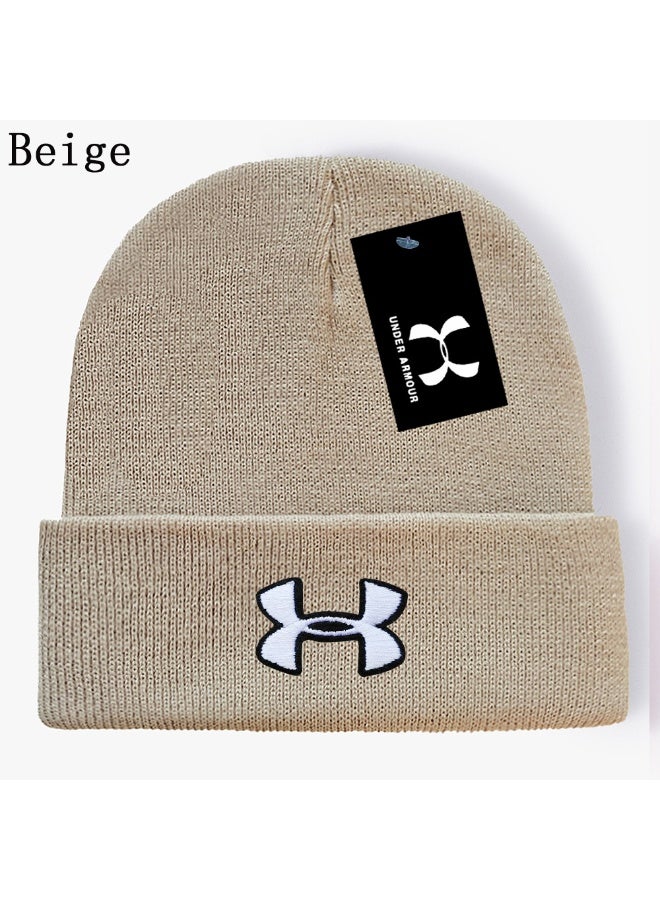 قبعة محبوكة مضلعة بيج من أندر أرمور (شعار أبيض)