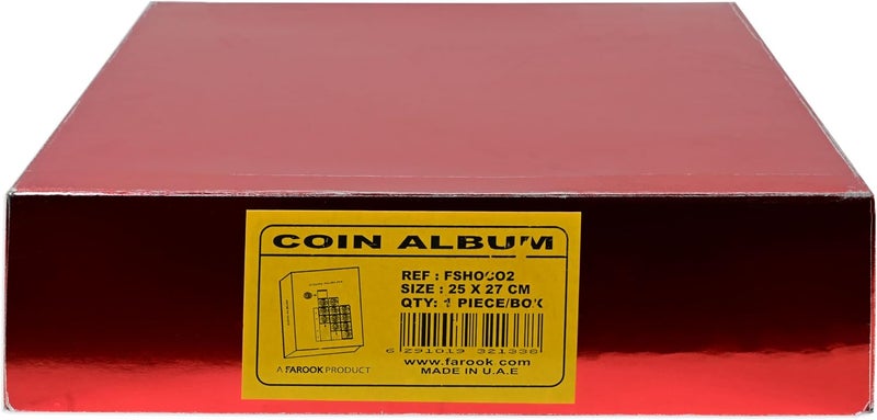 FIS Coin Album - Chocolate Brown, 250x270mm, Metal Binding Ring, 5x4cm Pockets - Image 2