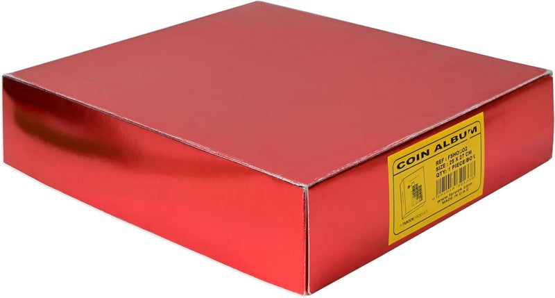 FIS Coin Album - Chocolate Brown, 250x270mm, Metal Binding Ring, 5x4cm Pockets - Image 3