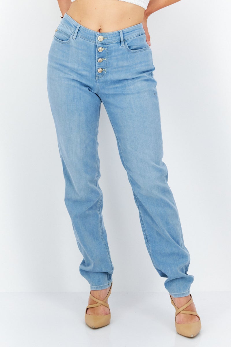 GUESS Women Skinny Fit Washed Denim Jeans, Blue - Image 1