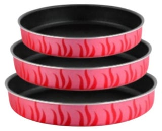 3-piece round oven tray set for baking and pizza, high-thickness, non-stick, made of original Teflon, sizes 22/24/26