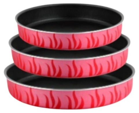 3-piece round oven tray set for baking and pizza, high-thickness, non-stick, made of original Teflon, sizes 22/24/26