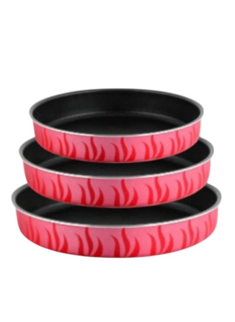 3-piece round oven tray set for baking and pizza, high-thickness, non-stick, made of original Teflon, sizes 22/24/26