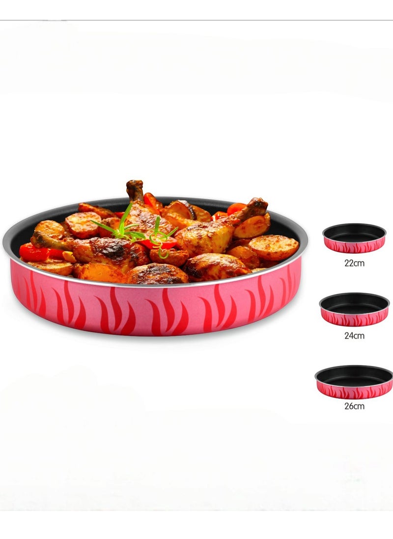 Extra - 3-piece round oven tray set for baking and pizza, high-thickness, non-stick, made of original Teflon, sizes 22/24/26 - Image 1