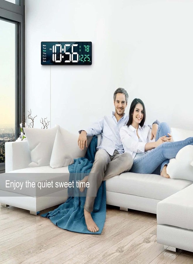 CARTIFY Digital Alarm Wall Clock Large Display, 16.2 Inch Large Wall LED Digital with Remote Control/Automatic Brightness Dimmer Big Clock with Date Week Temperature (Green) - Image 5