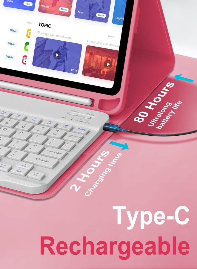 D DINGRICH Keyboard Case for iPad 10th Generation 2022 10.9-inch - Rechargeable Detachable Wireless Bluetooth Keyboard - Smart Folio Cover with Pencil Holder for 10.9 inch Apple iPad 10th Generation, Red - Image 5