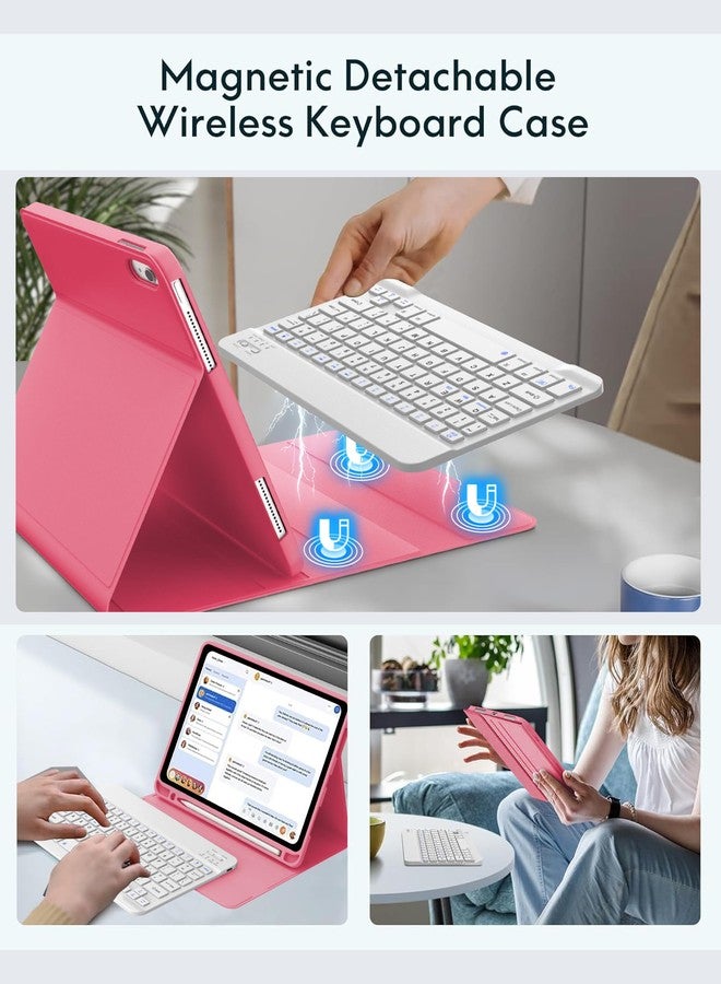 D DINGRICH Keyboard Case for iPad 10th Generation 2022 10.9-inch - Rechargeable Detachable Wireless Bluetooth Keyboard - Smart Folio Cover with Pencil Holder for 10.9 inch Apple iPad 10th Generation, Red - Image 4