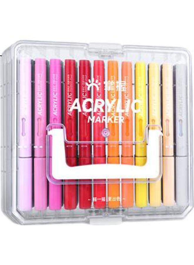 Grasp 36 Colors Acrylic Paint Marker Set With Soft Tip, Washable, Non-Bleeding, High Coverage, For Students, Artists, Watercolor Layering Box, Birthday Gift, Children'S Day Gift, For Girls - Image 2